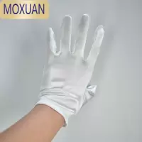 MOXUAN白色珠宝手套超短长款缎面针织拍照道具展示文玩开车防晒