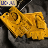 MOXUAN摩托车骑行防滑耐磨哈雷复古机车半指男女款半截开车手套