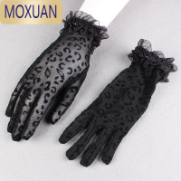 MOXUAN夏季蕾丝手套女薄款网弹力性感个性豹纹开车表演防晒短款