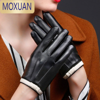 MOXUAN皮手套男士触摸屏皮手套男式冬季加绒保暖骑车开车防滑皮手套薄款