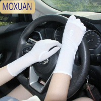 MOXUAN春秋夏季防晒手套女薄款中长款绣开车紧身弹力骑车白色黑色礼仪