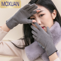 MOXUAN露指手套女士德绒冬季骑车保暖防寒加绒开车骑行二指工作写字春季