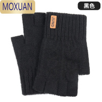 MOXUAN半指手套男秋冬季新款加厚保暖针织毛线开车骑车防寒写字露指手套