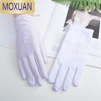 MOXUAN夏季防晒弹力氨纶手套女士春秋薄款开车礼仪珠宝舞蹈体操紧身白色