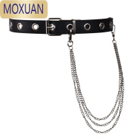 MOXUAN韩国chic凹造型皮带原创设计自制ins超火圆环女士腰带链条朋克风
