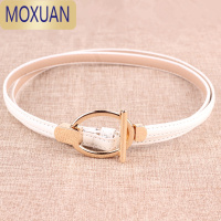 MOXUAN可调节漆皮金属圆扣细腰带女百搭装饰连衣裙毛衣配饰皮带腰链腰封