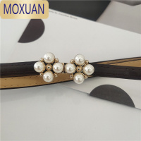 MOXUAN卡扣松紧腰带细装饰连衣裙简约小珍珠珍珠腰封女百搭皮带女配裙子