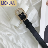 MOXUAN复古锁链针扣压线简约小皮带搭配牛仔裤裙子百搭学生休闲装饰腰带