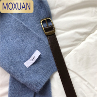 MOXUANA复古风做旧质感金属方扣简约日常实用百搭皮带气质少女腰带