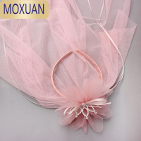 MOXUAN公主头纱皇冠白色小女孩发饰蝴蝶结婚纱拍照宝宝生日白色儿童发箍