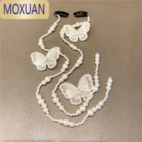 MOXUAN女童珍珠链条发饰流苏编发儿童头饰可爱蝴蝶结网红发夹杨超越同款