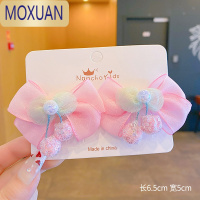 MOXUAN珍珠蝴蝶发夹儿童甜美仙气对夹包边不伤发蝴蝶结发卡吊坠女童发饰