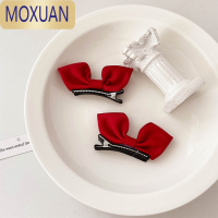 MOXUAN女宝宝可爱红色小蝴蝶结发夹女童过年全包布婴儿发卡儿童新年发饰