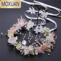 MOXUAN2019新款仙美森系蝴蝶发箍花朵花环发带儿童新娘写真造型演出舞台发饰