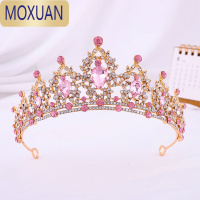 MOXUAN皇冠头饰儿童公主粉色小女孩宝石头箍女童发箍发饰发卡女发夹王冠