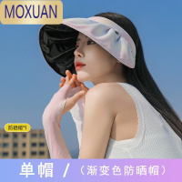 MOXUAN防晒贝壳帽女夏季空顶韩版骑行太阳帽渐变色黑胶遮阳帽子