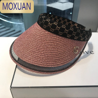 MOXUAN2021草帽夏季网红空顶帽时尚水钻防晒沙滩帽百搭太阳帽遮阳帽子女