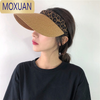 MOXUAN帽子女夏天空顶帽百搭太阳帽韩版时尚潮遮阳帽大檐草帽沙滩豹纹