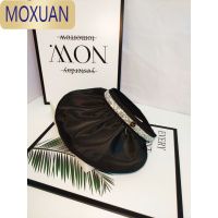 MOXUAN日系蛋卷防晒空顶帽子女遮脸沙滩帽可折叠水钻无顶发夹帽