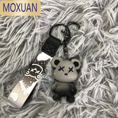 MOXUAN创意树脂公仔钥匙扣包包挂件情侣炫彩织带手绳汽车挂饰