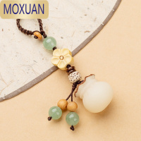 MOXUAN手工菩提根雕刻莲花汽车钥匙扣男女款情侣创意礼品车钥匙挂件