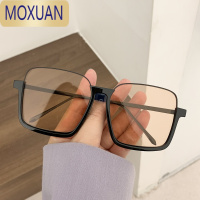 MOXUAN素颜超大框防蓝古眼镜ins下半框方形凹造型太阳镜女街拍墨镜