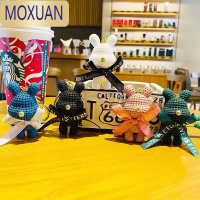 MOXUAN可爱熊钥匙扣超萌质感树脂卡通仿真包包挂件配件创意蝴蝶结围脖