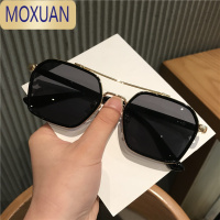 MOXUAN新款男士韩版潮黑框茶色墨镜复古双梁开车太阳镜陈伟霆款