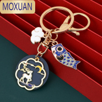 MOXUAN中国风彩色滴油钥匙扣兔子猫咪花朵小鹿闺蜜情侣钥匙扣包包挂件女