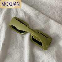 MOXUAN欧美小众设计牛油果绿磨砂墨镜街拍超酷长方形个性防晒太阳镜男女