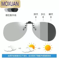 MOXUAN偏光太阳镜夹片男女潮圆形墨镜镜片夹近视用钓鱼开车两用变色眼镜