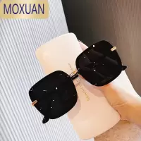 MOXUAN时尚黑超偏光太阳镜女圆脸方形街拍墨镜韩版潮流眼镜男简约街拍款