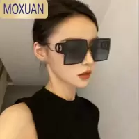 MOXUAN妻子的旅行同款2021黑色大方框眼镜大圆脸显瘦太阳镜潮网红墨镜女