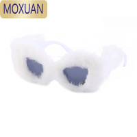 MOXUANCiseonik 千禧ins辣妹同款毛绒冬天太阳镜女时尚女欧美太阳眼镜