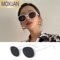 MOXUANins复古港风白色太阳眼镜女新款潮街拍椭圆形墨镜2022年夏季遮阳太阳镜