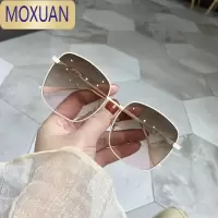 MOXUAN方框大脸显瘦墨镜2022新款潮男女韩版街拍ins圆脸茶色开车太阳镜