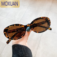 MOXUAN猫眼豹纹墨镜女高级感ins2022年新款复古港风椭圆形太阳眼镜小脸太阳镜