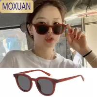 MOXUAN复古红色边框墨镜女ins小脸款网红小框眼镜韩版潮街拍太阳镜圆脸