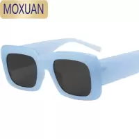 MOXUAN小方框美式方形复古冰蓝圆脸树脂墨镜UV400太阳眼镜Ins男女同款潮太阳镜