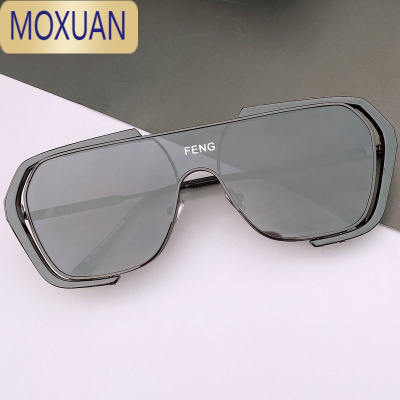 MOXUAN赛博朋克风一片式太阳眼镜连体镂空酷炫平光镜撞色潮墨镜太阳镜