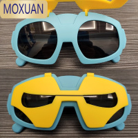 MOXUAN2022钢铁侠儿童太阳镜男童墨镜女童硅胶眼镜翻盖偏光帅酷