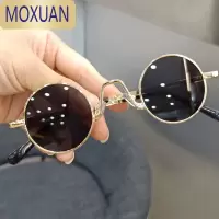 MOXUAN儿童墨镜时尚走秀带链条女孩复古圆框眼镜表演男女童宝宝太阳镜潮