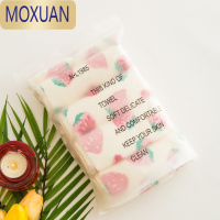 MOXUAN日系小草莓婴儿印花方巾小手帕 珊瑚绒吸水擦手巾洗脸方巾4条装