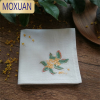 MOXUAN丹桂飘香古风老式经典怀旧刺绣桂花淑女士随身定制名字手帕绢