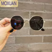 MOXUAN儿童金丝边框宝宝ins墨镜韩版多边形眼镜复古小脸男女童太阳镜潮