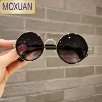 MOXUAN儿童墨镜男童潮酷复古圆框眼镜宝宝太阳镜拍照走秀金属框太子镜帅