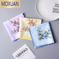 MOXUAN老式小手帕印花女月牙边复古时尚吸汗清爽月牙碎花出行小手绢