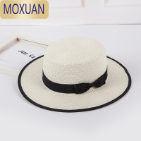 MOXUAN帽子女夏天出游沙滩帽海边遮阳防晒太阳草帽平顶英伦小清新M礼帽