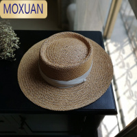 MOXUAN网红ins夏出游度假沙滩遮阳防晒复古英伦女草帽法式平沿平顶礼帽帽子
