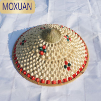 MOXUAN竹编菠萝斗笠帽儿童舞蹈表演道具帽子成人广场舞草帽户外防晒女帽